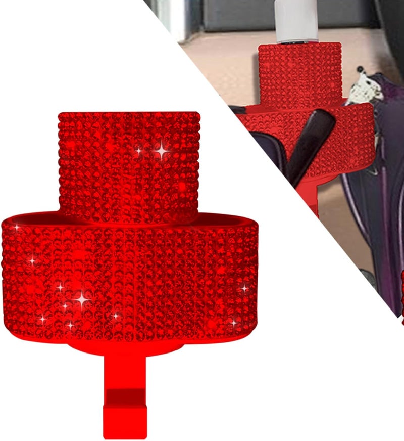 I3DIDEA Bling Car Chapstick Holder with Rhinestones,2-in-1 Compact Lipstick & Sunglasses Holder | Adhesive Mount Cosmetic Organizer | Car Interior Accessories for Women (Red) - Image 1
